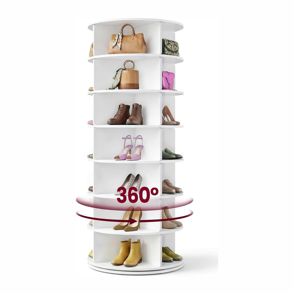 VASAGLE 7-Tier Rotating Shoe Rack Tower, Free Standing