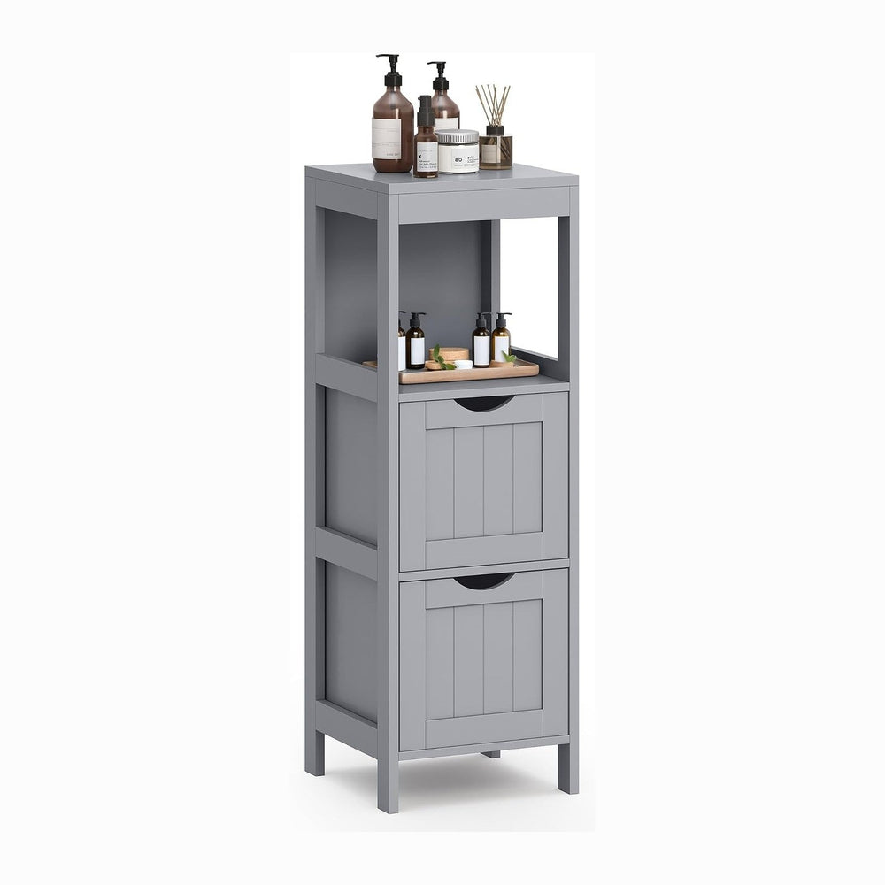 VASAGLE Bathroom Floor Cabinet, 2 Drawers, 35" H, Dove Gray