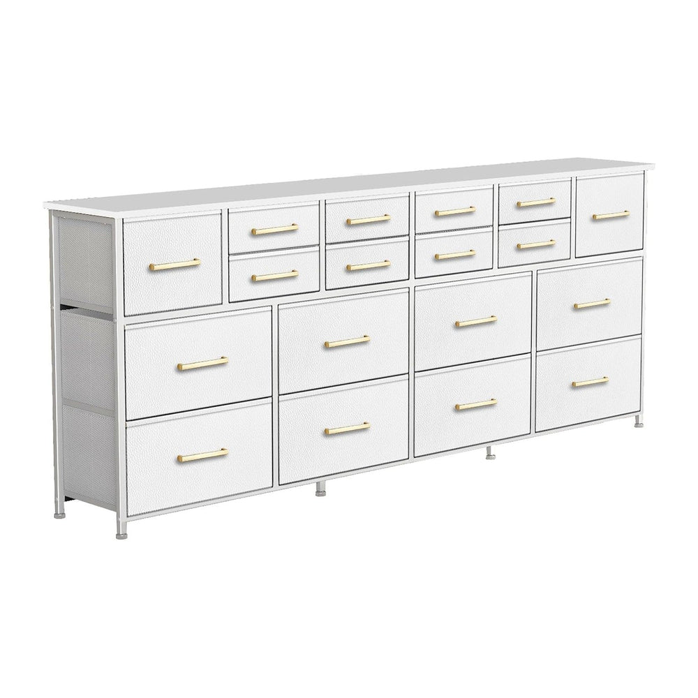 VASICAR 74.8 Inch Wide TV Stand, Dressers for Bedroom with Fabric Drawers