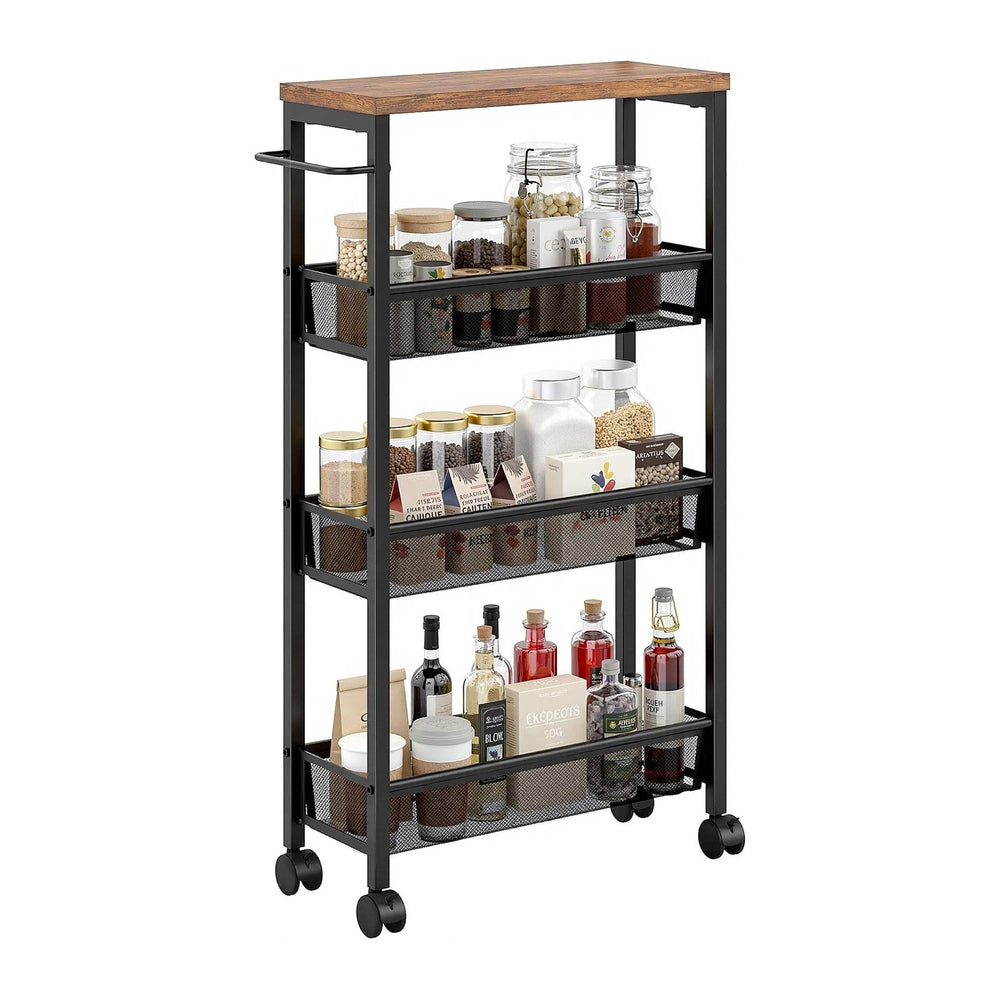 VECELO 4 Tier Slim Rolling Cart Organizer, Rolling Carts On Wheels with Stora...
