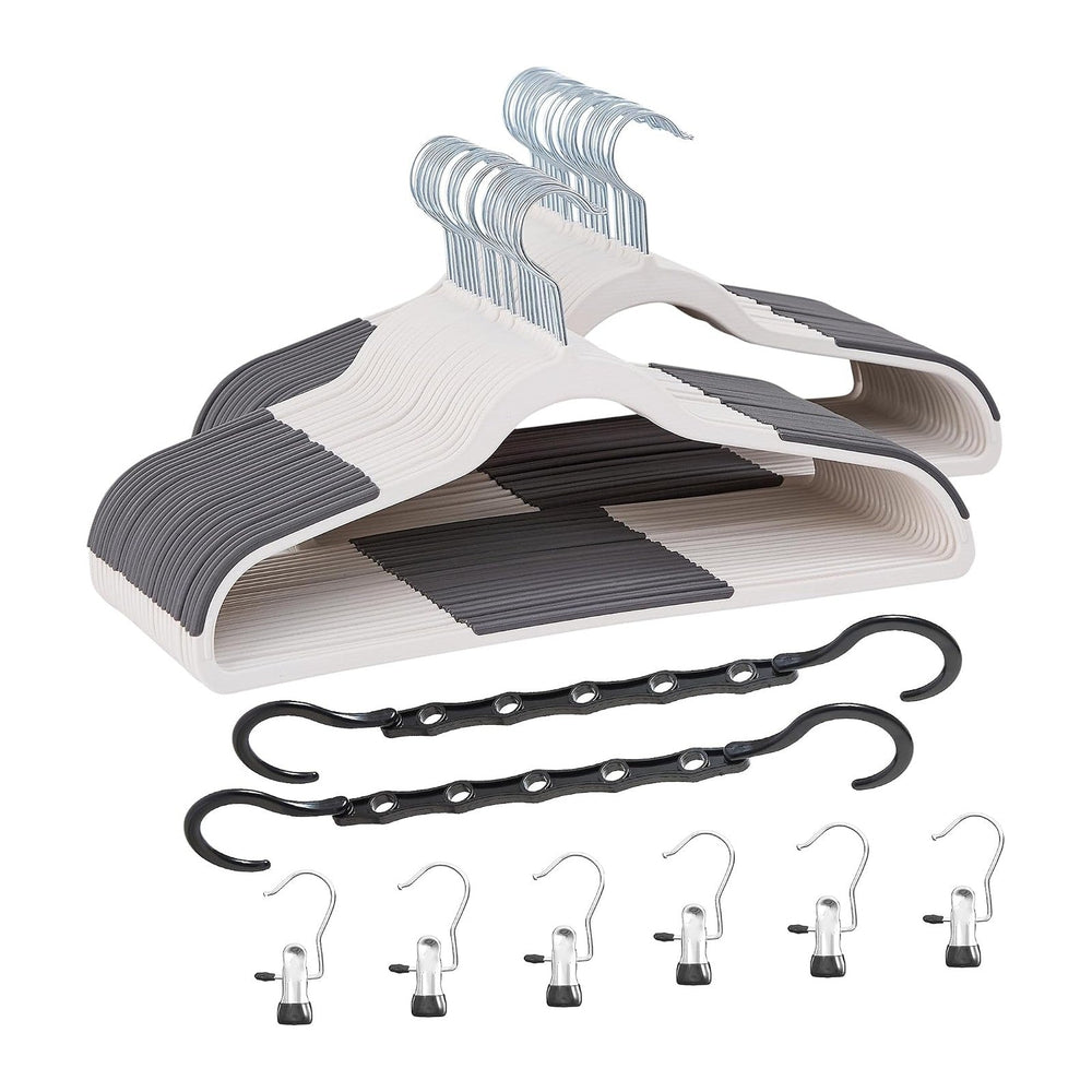 VECELO 50 Pack Clothes Hangers, Non-Slip Plastic Coat Hanger, 360°Swivel Hook...