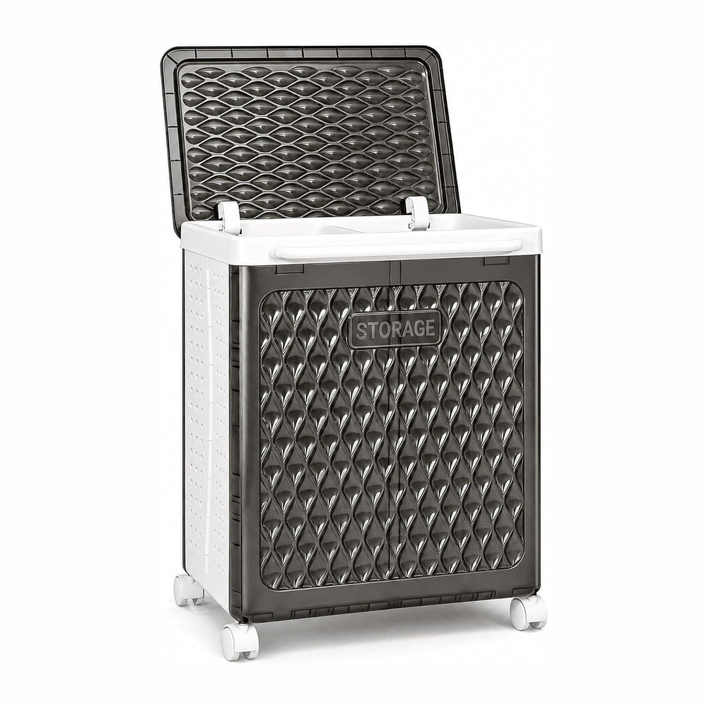 VECELO Rolling Laundry Hamper with Wheels and Lid, Foldable Plastic Laundry B...