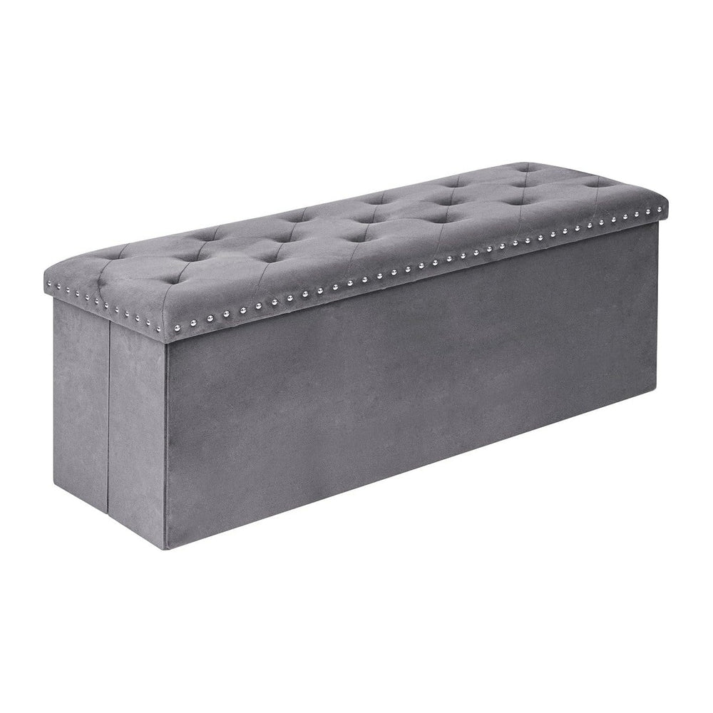 Velvet Storage Ottoman Bench, 43.3" Folding Ottoman