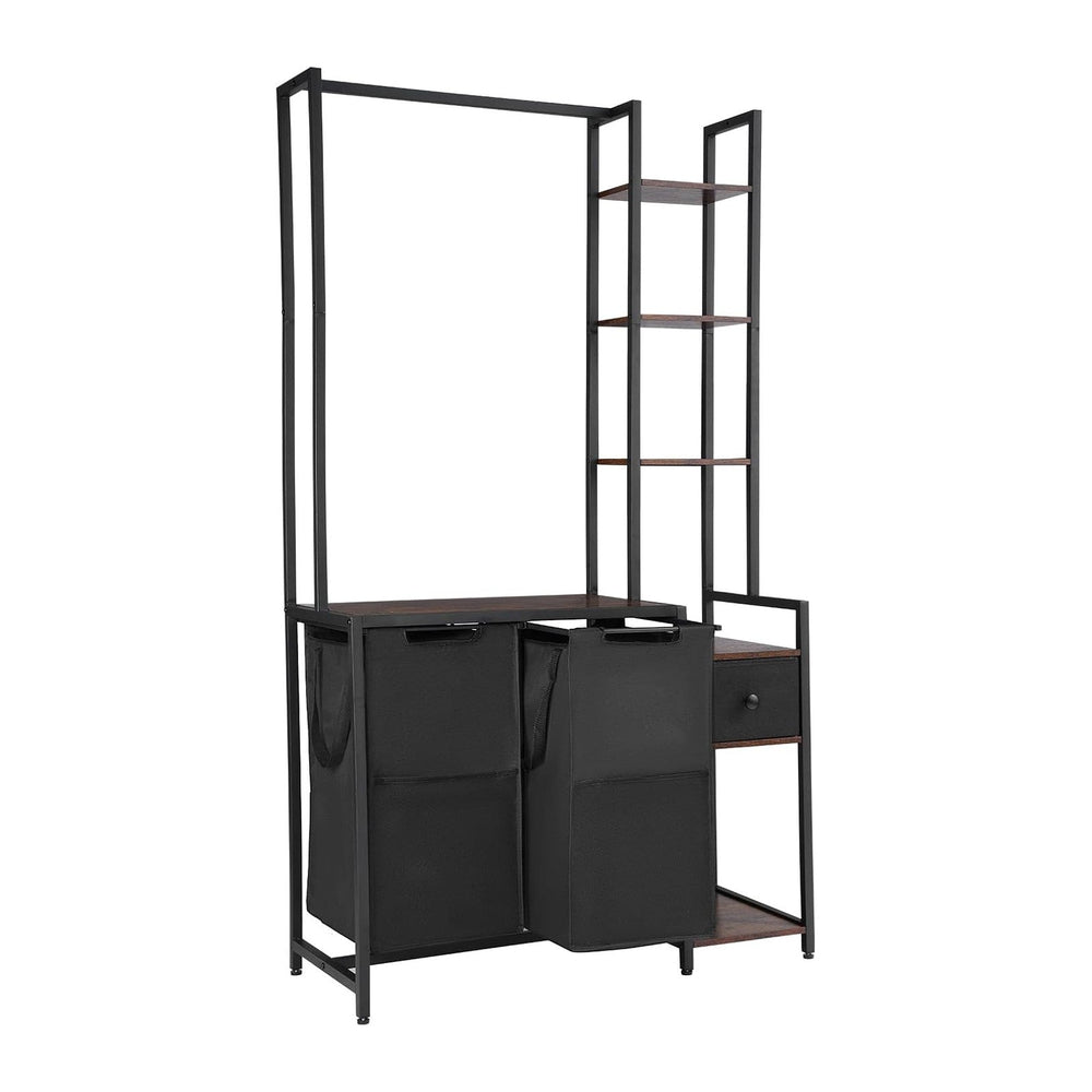 VEVOR 3 Tiers Laundry Sorter with Rack, Tall Laundry Hamper with Shelves and ...
