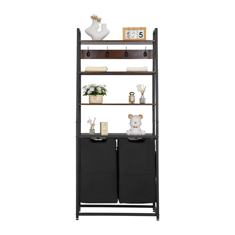 VEVOR 4 Tiers Laundry Sorter, Tall Laundry Hamper with Shelves and Hooks, 2 S...