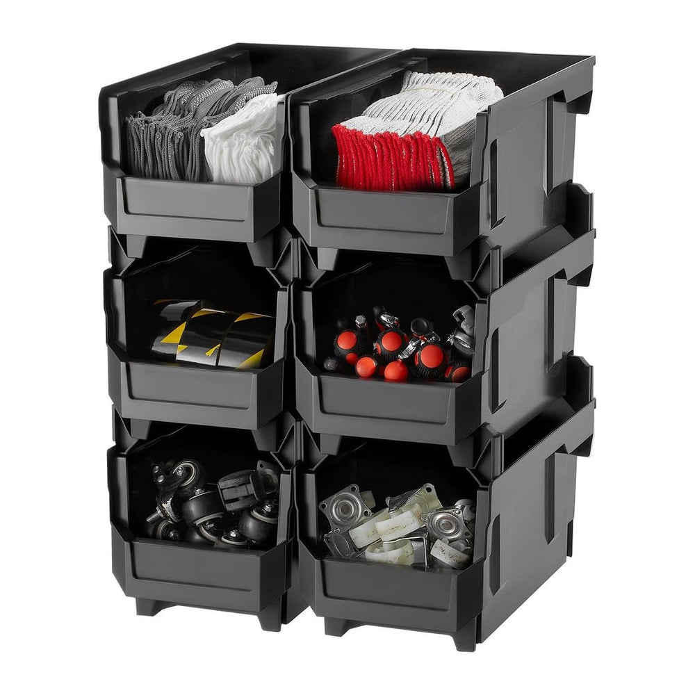 VEVOR Plastic Stackable Storage Bins, 14.8 x 8.5 x 7.1 inch (6 Pack), Plastic...