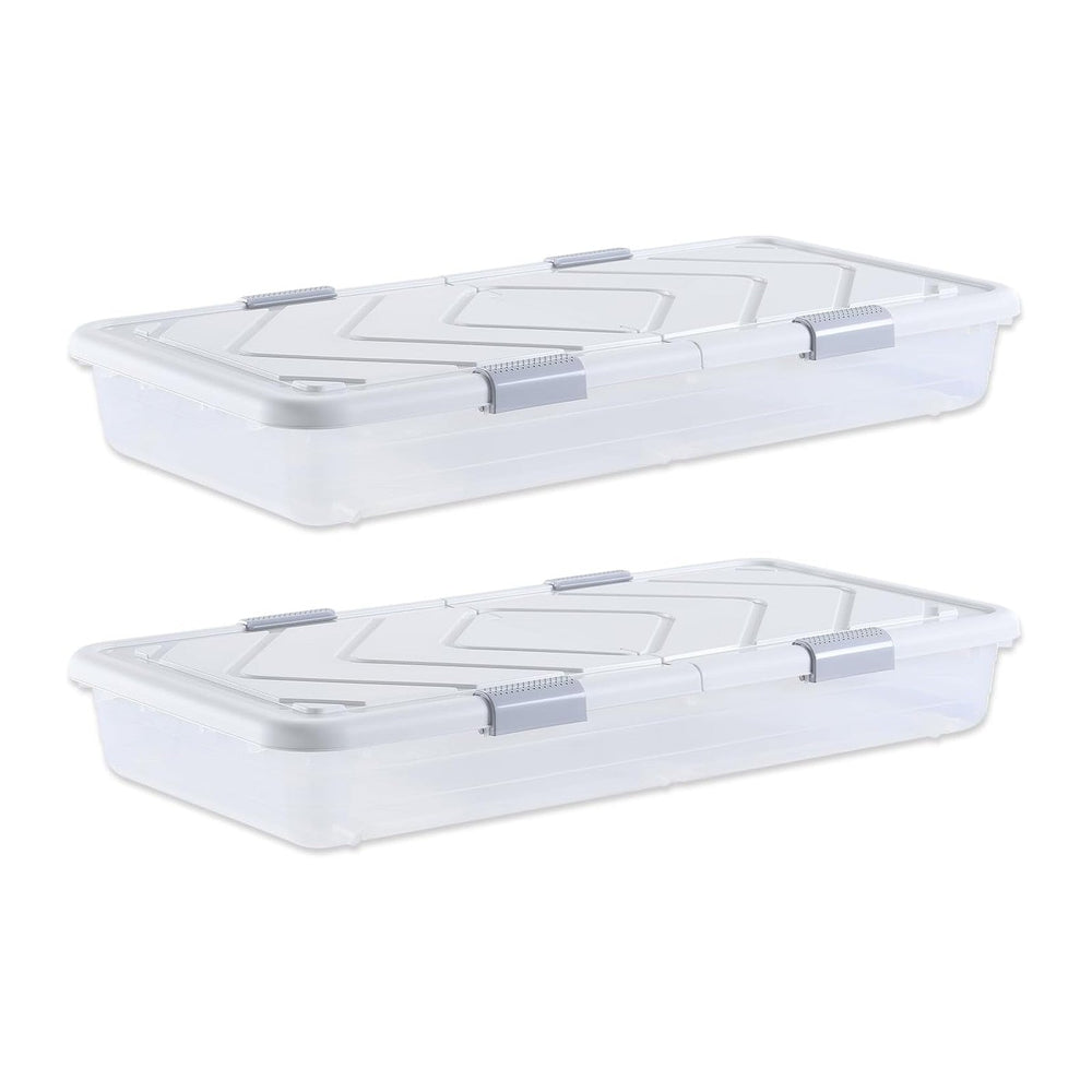 VEVOR Under Bed Storage with Wheels, 39.8 x 20.1 x 5.9 inch Underbed Containe...