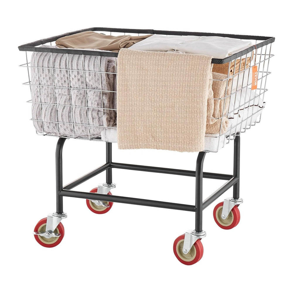 VEVOR Wire Laundry Cart 2.8 Bushel Wire Laundry Basket with Wheels