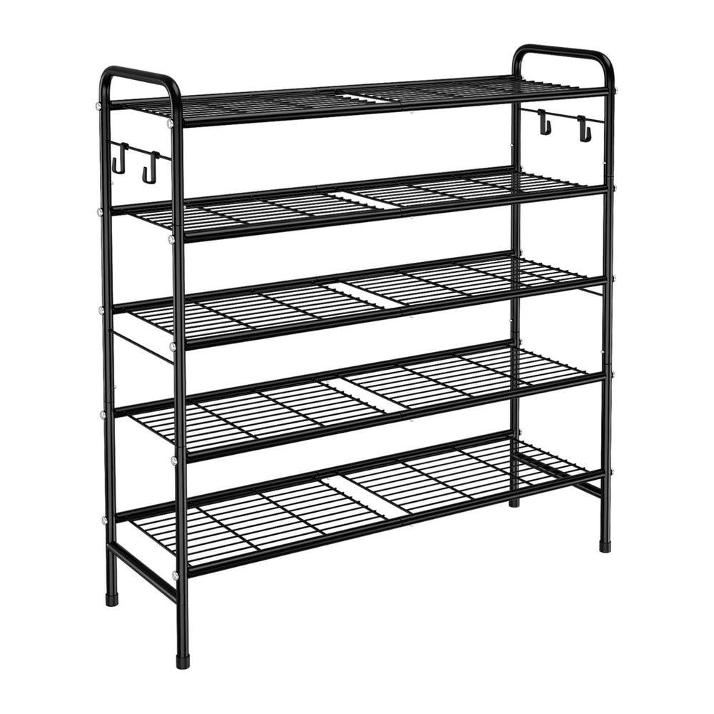 VILICK 5 Tier Shoe Rack 33" Wide Metal Shoe Organizer Long Shoe Storage ...