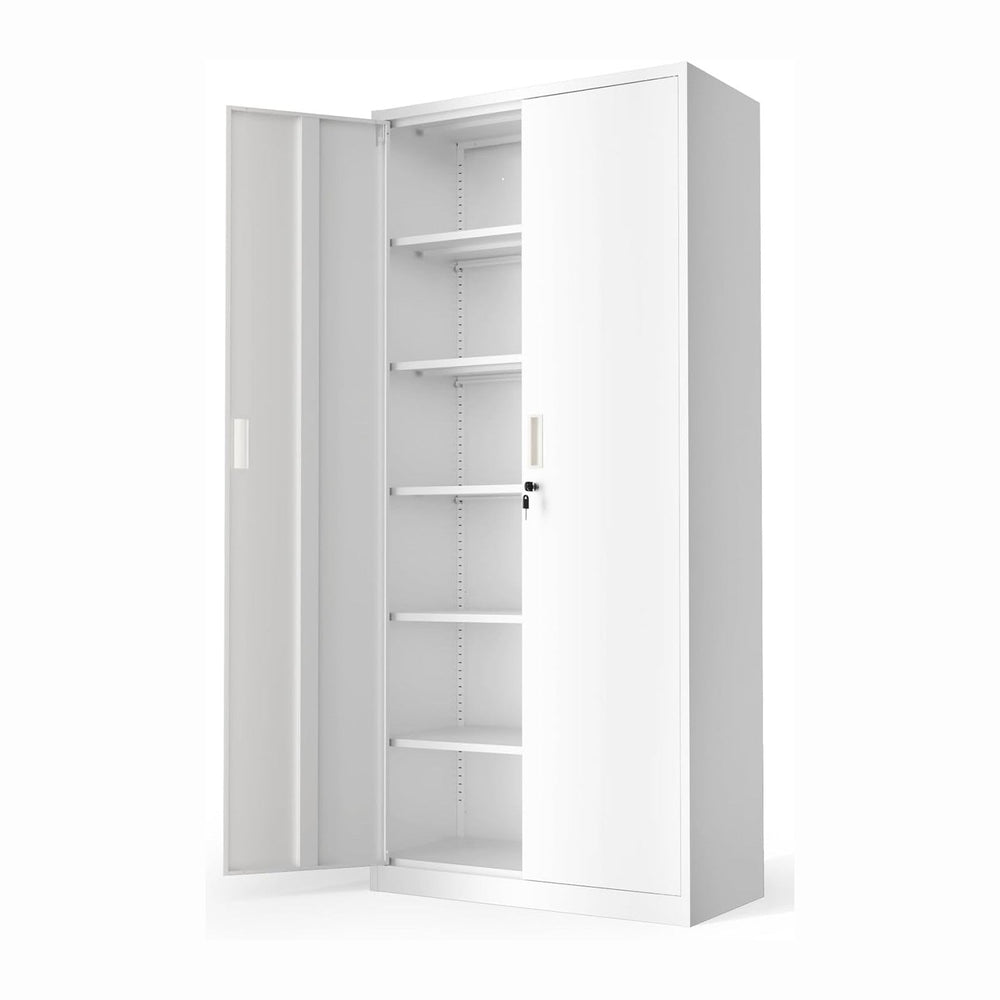 VINGLI Metal Garage Storage Cabinet with 2 Doors and 5 Adjustable Shelves, 71...