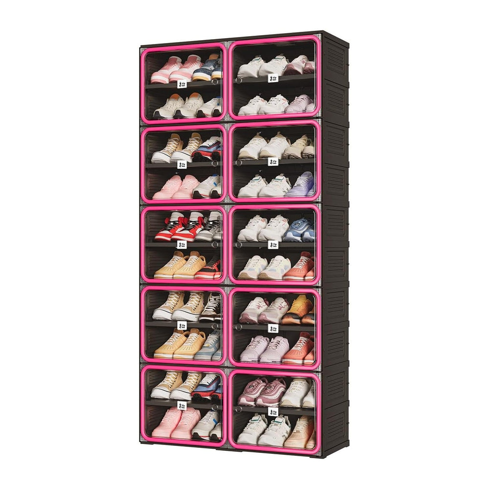 Vipbox No Assembly 10 Tier Collapsible Shoe Rack, 40 Pairs Foldable Shoe Stor...