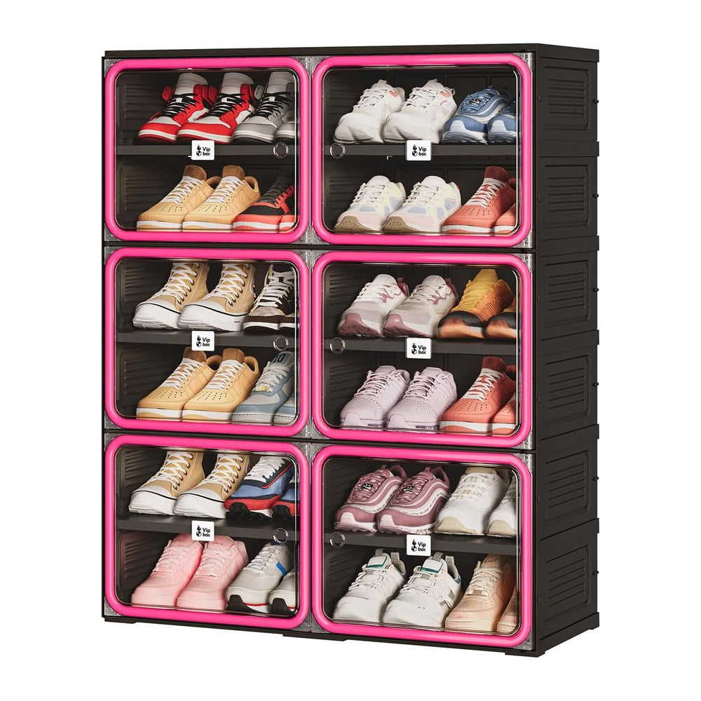 Vipbox No Assembly 6 Tier Collapsible Shoe Rack, 24 Pairs Foldable Shoe Stora...