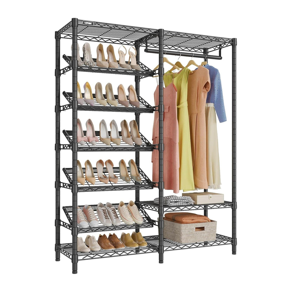 VIPEK S20 Heavy Duty Clothes Rack with 7-Tiers Shoe Shelves, Black