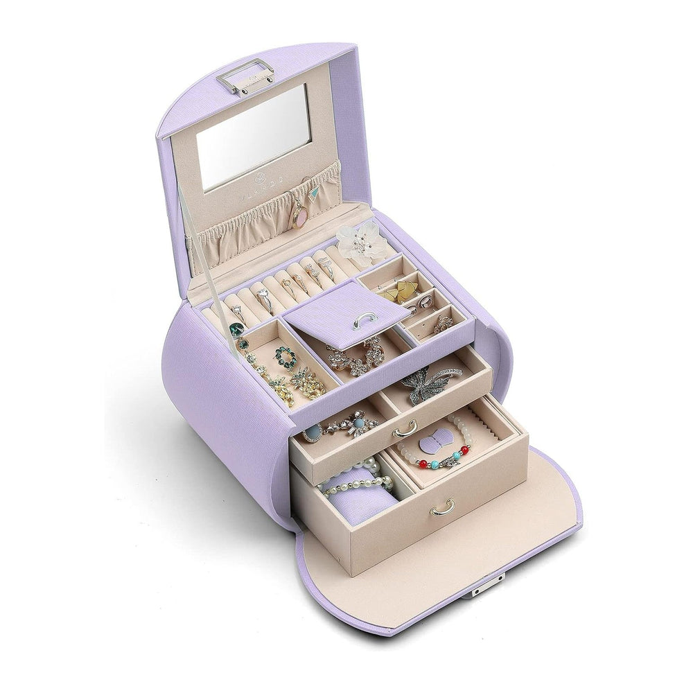 VLANDO 3-Layer Princess Jewelry Box With Mirror For Girls,Purple