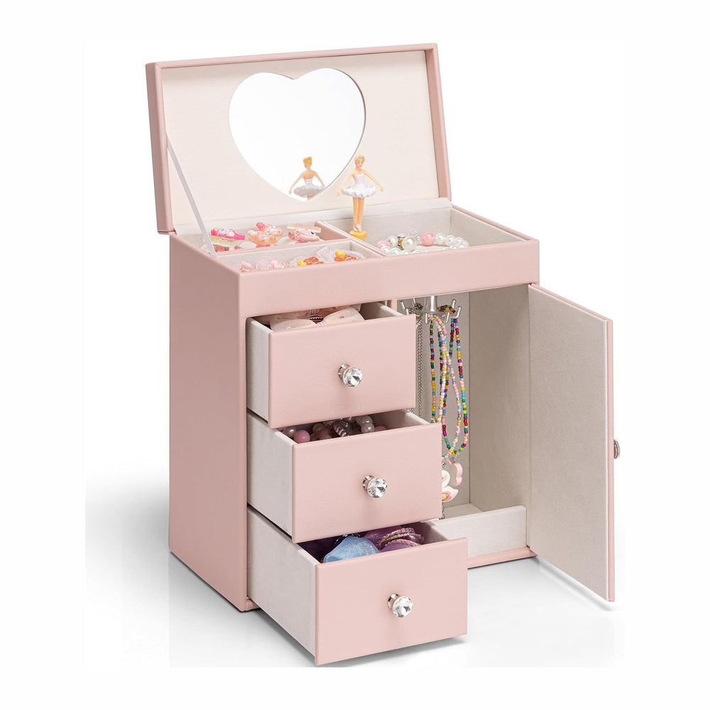 VLANDO 4 Layer Musical Jewelry Box, 3 Drawers Storage and Necklace Hook