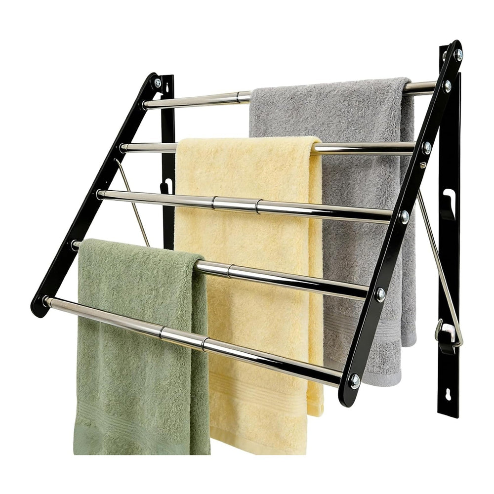 Wall Mounted Drying Rack 13-23", Retractable Space Saving, Black