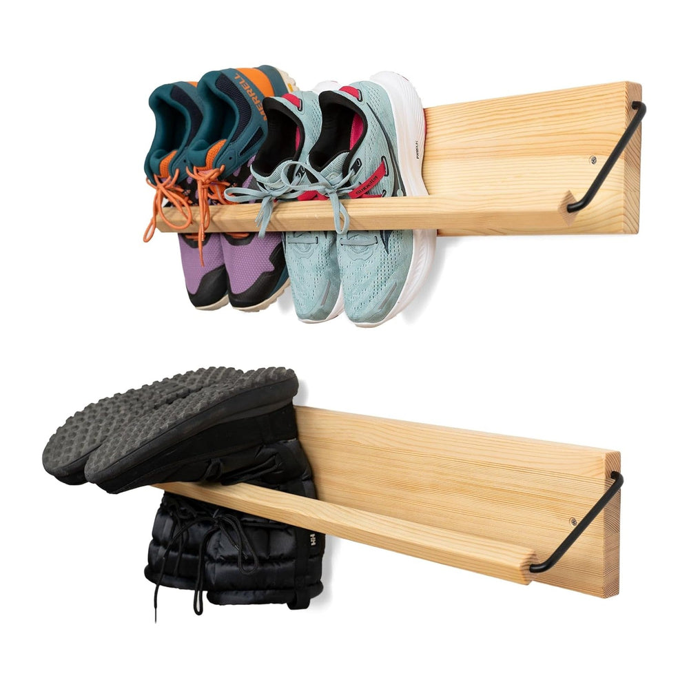 Wall Mounted Shoe Rack - A Wooden, Modern, Slim, and Small Shoe Storage Solut...