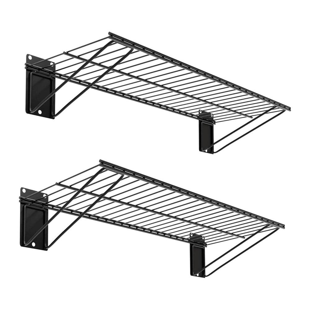 Wall Shelf 24'' x 11'', Black Wall Mounted Metal Wire Shelves