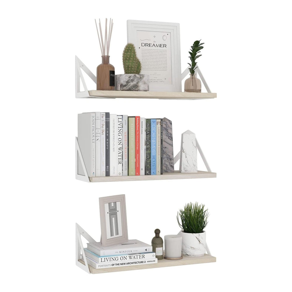 Wallniture Minori Floating Shelves for Wall Storage, Floating Bookshelf Set o...