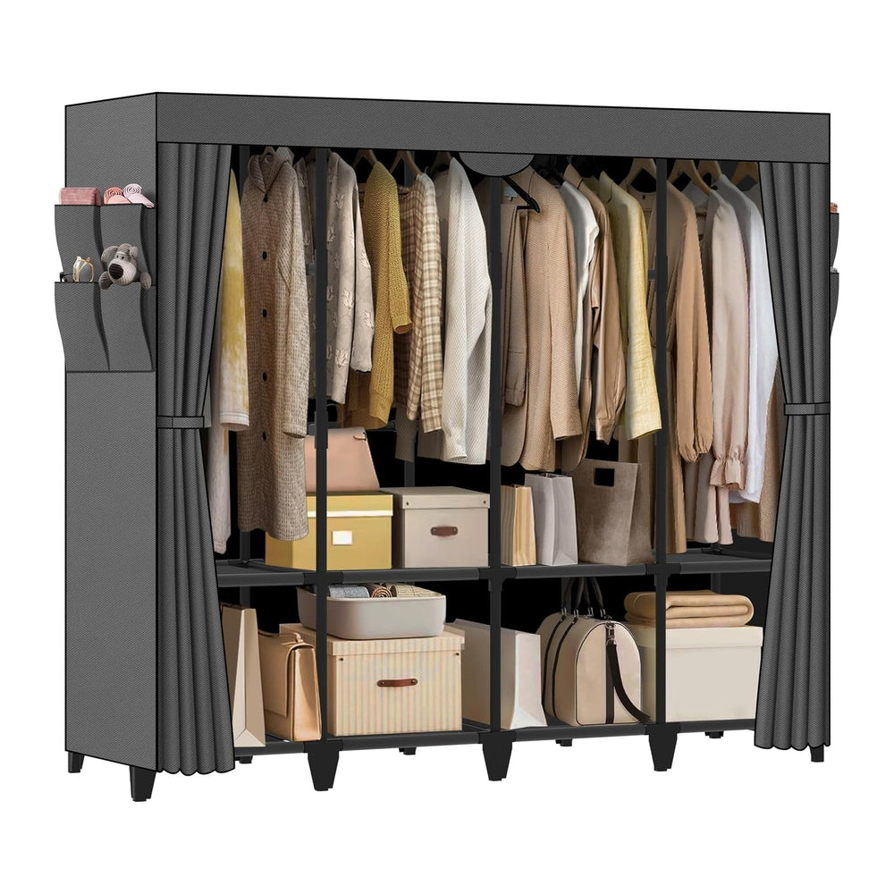 Wardrobe Closet, Quick and Easy Assembly, Gray Portable Closet