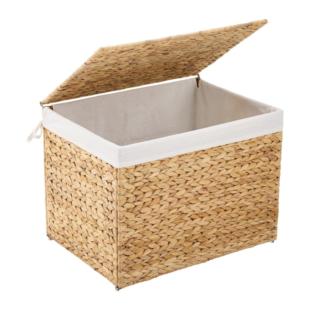 Water Hyacinth Storage Basket with Lid, 31.7 Gallon (120L) Wicker Shelf Baske...