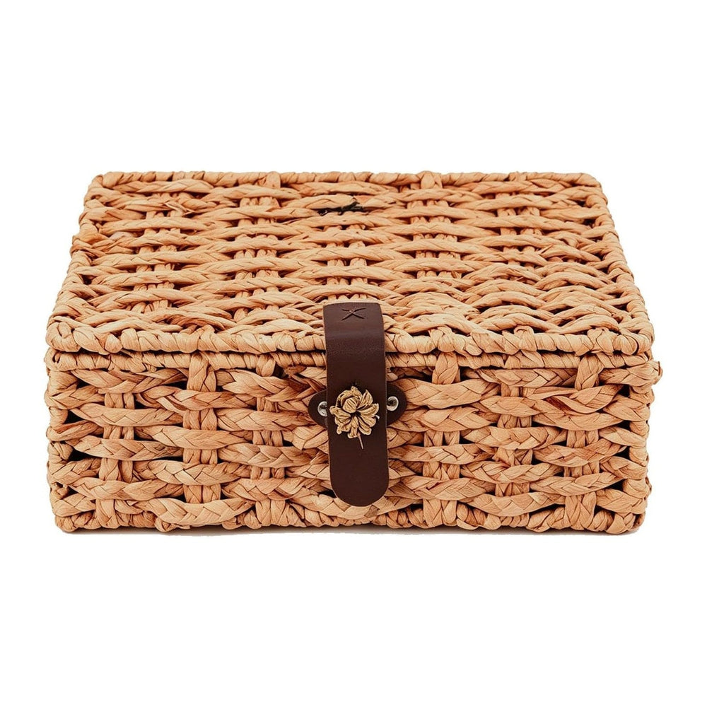 Water Hyacinth Wicker Storage Box with Lid （Large）