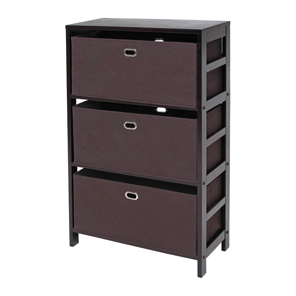 Winsome Torino 4-PC Set Shelf w/Black Fabric Baskets Storage and Organization...