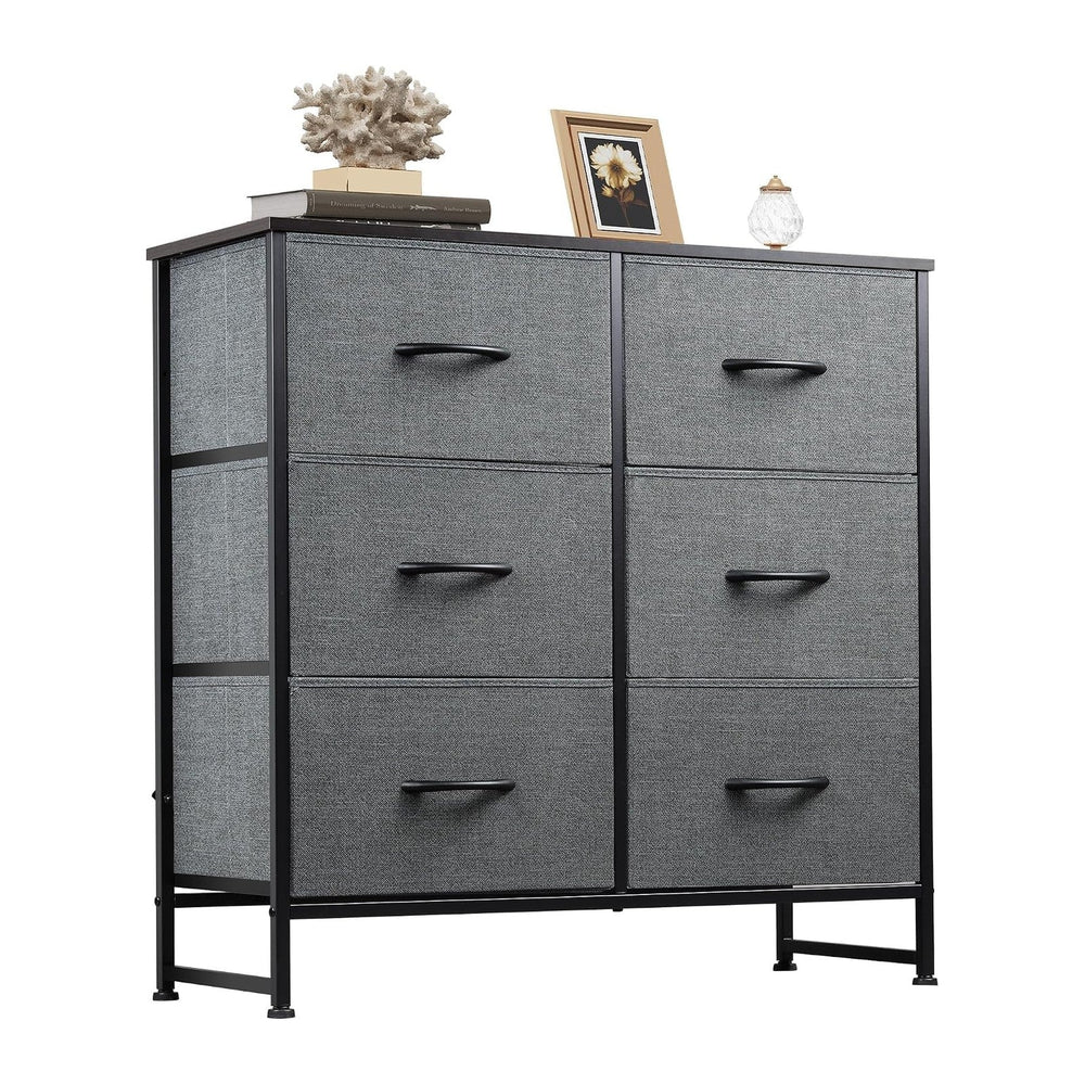 WLIVE Dresser for Bedroom with 6 Drawers, Dark Grey