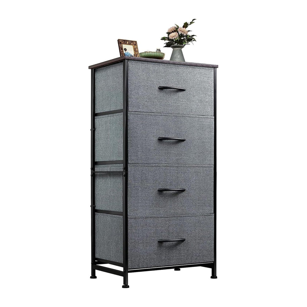 WLIVE Small Dresser Nightstand for Bedroom, 4 Drawers, Dark Grey