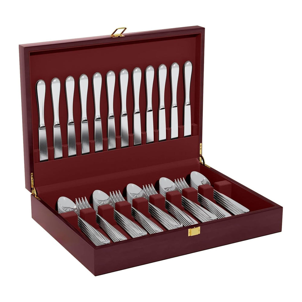 Wooden Silverware Storage Box With Lid, Cutlery Case With Handle & Felt L...