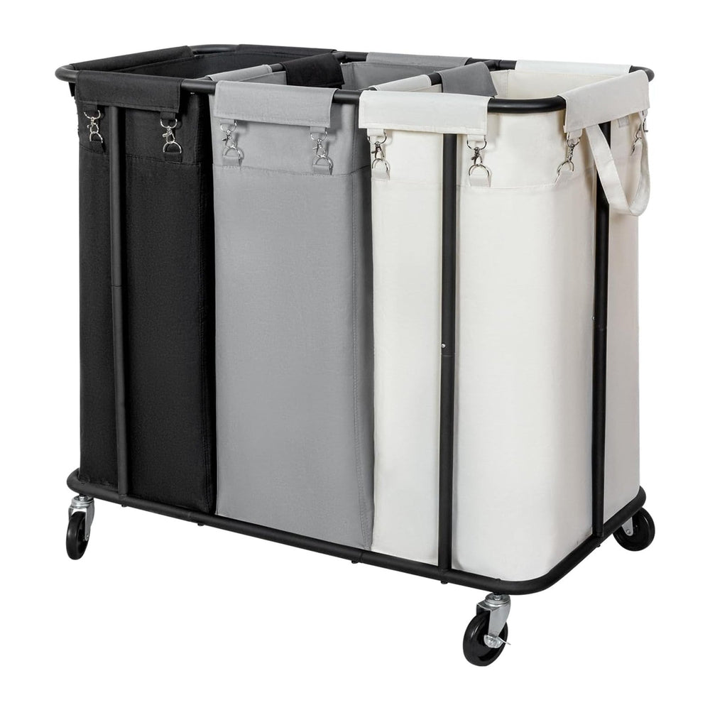 WOWLIVE Laundry Hamper 3 Section, 260L Rolling Laundry Basket with Wheels
