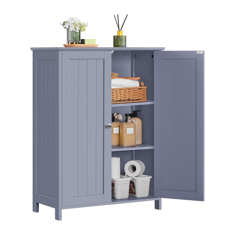 Yaheetech Small Bathroom Storage Cabinet for Towels with 2 Doors, Gray