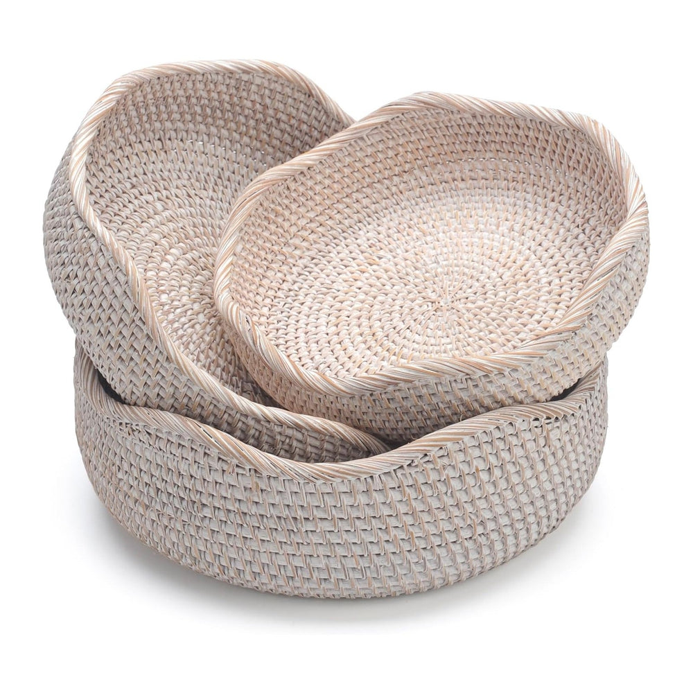 YANGQIHOME Rattan Bread Basket, Round Fruit Baskets, Wicker Storage Bowls, Na...