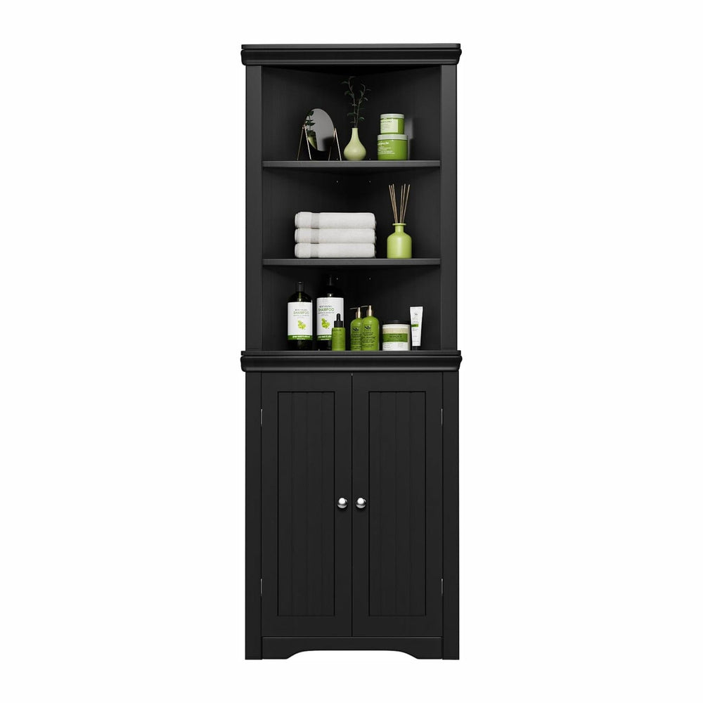 YESHOMY Corner Cabinet, Storage Cupboard with Doors, Black