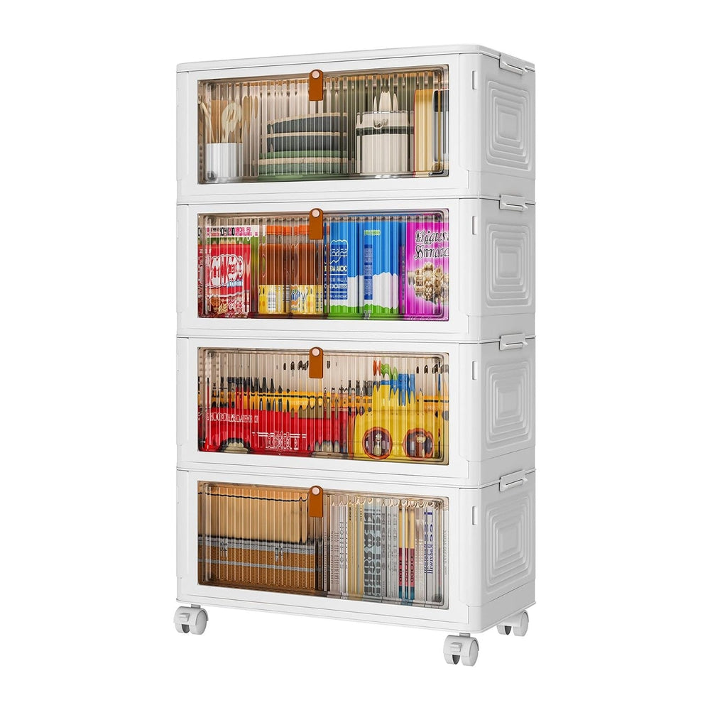 YFXCVSL 4 Tier Plastic Storage Bins with Lid 36QT, Stackable Storage Bins