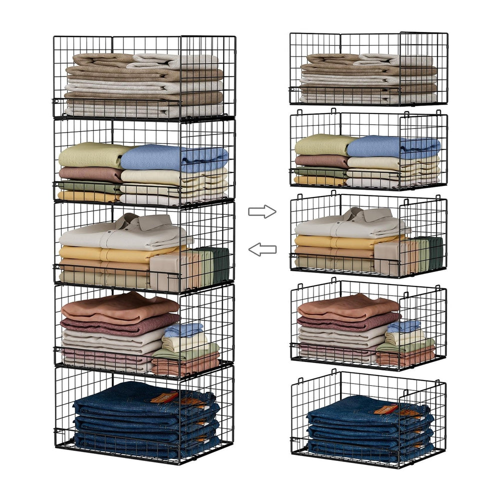 Yociyoga 5-Tier Stackable Closet Organizers and Storage Shelves, Closet Shelf...