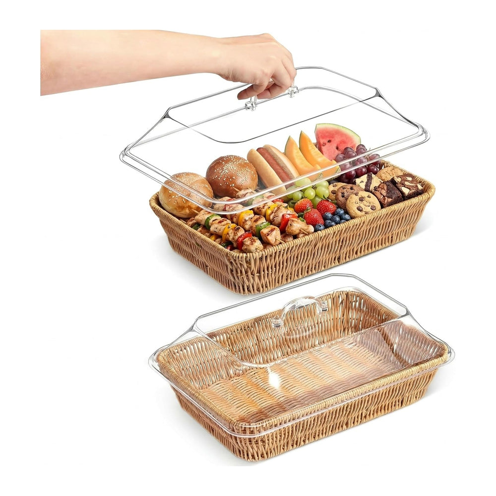 Ziliny 2 Set Wicker Bread Basket forServing, 15.75" X 11.81",13.78&...