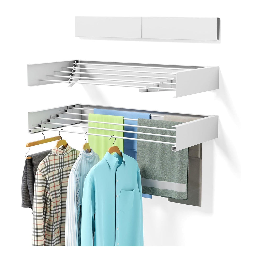 ZMBESUP Wall Mounted Clothes Drying Rack, 31.5" Foldable Collapsible Lau...