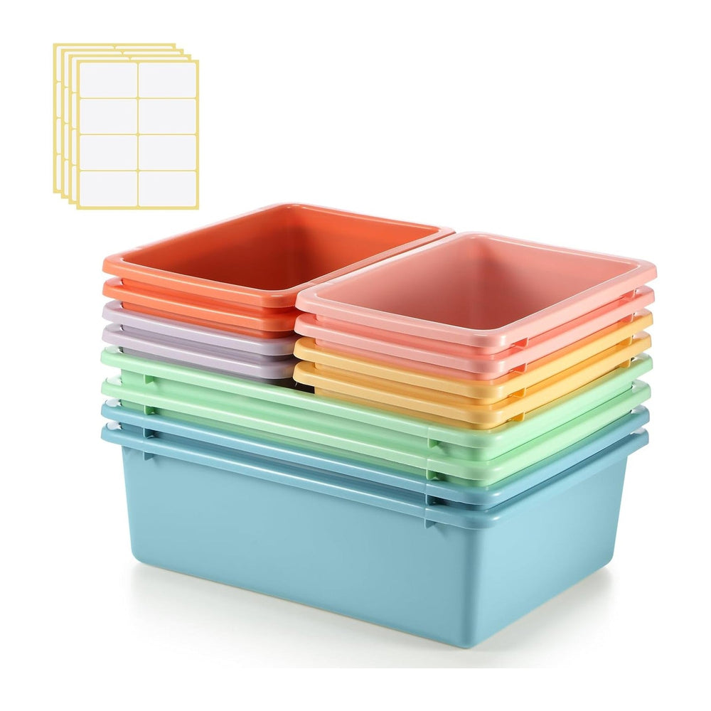 Zonon 12 Pcs Plastic Cubby Bins Office Storage Container Storage Bins Plastic...