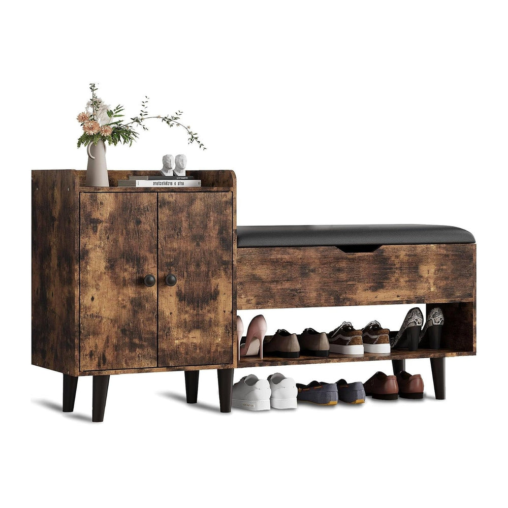 ZOPEND 50" Entryway Shoe Bench with Hidden Storage,Shoe Organizer Storag...